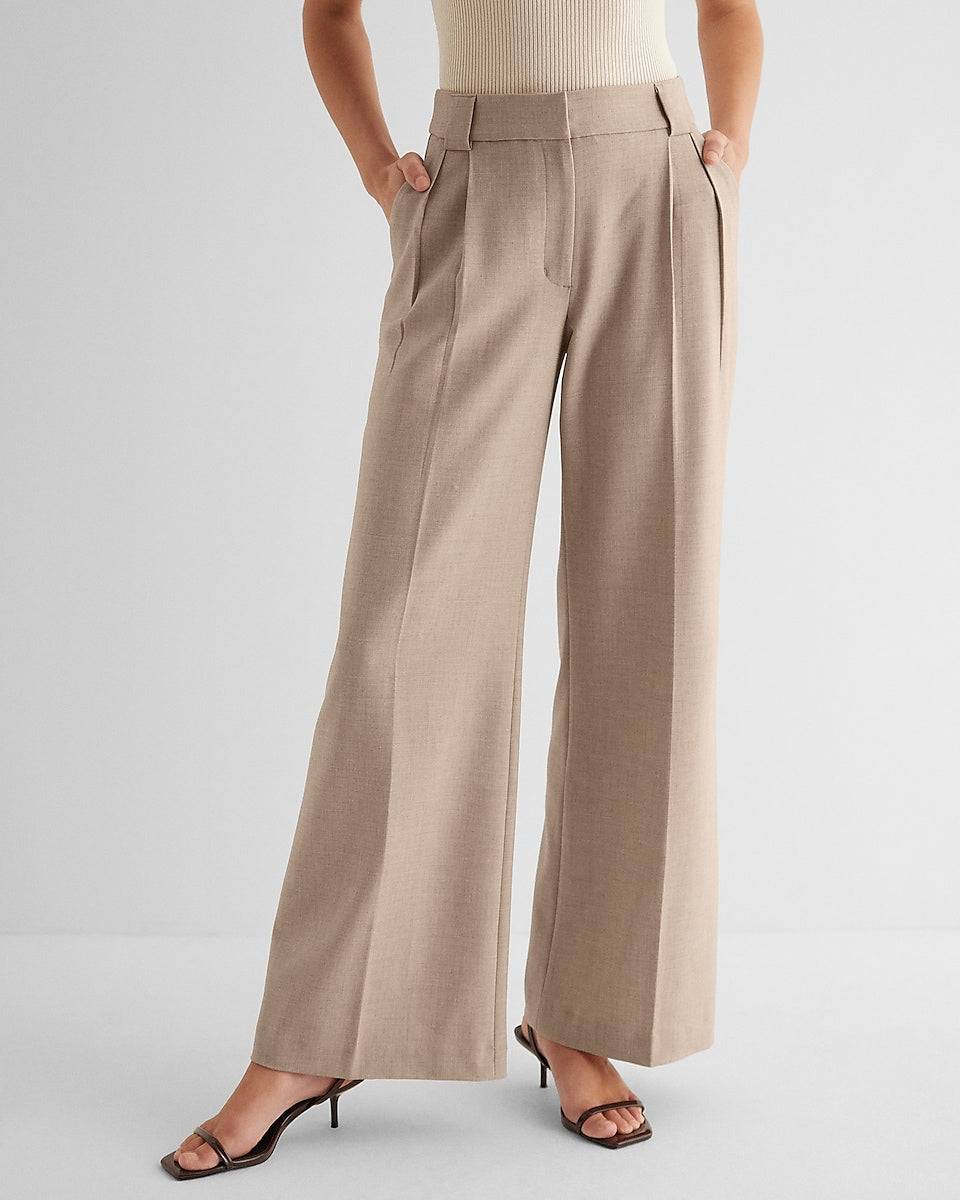 High-Waist Trouser Wide Leg Pant - Espresso