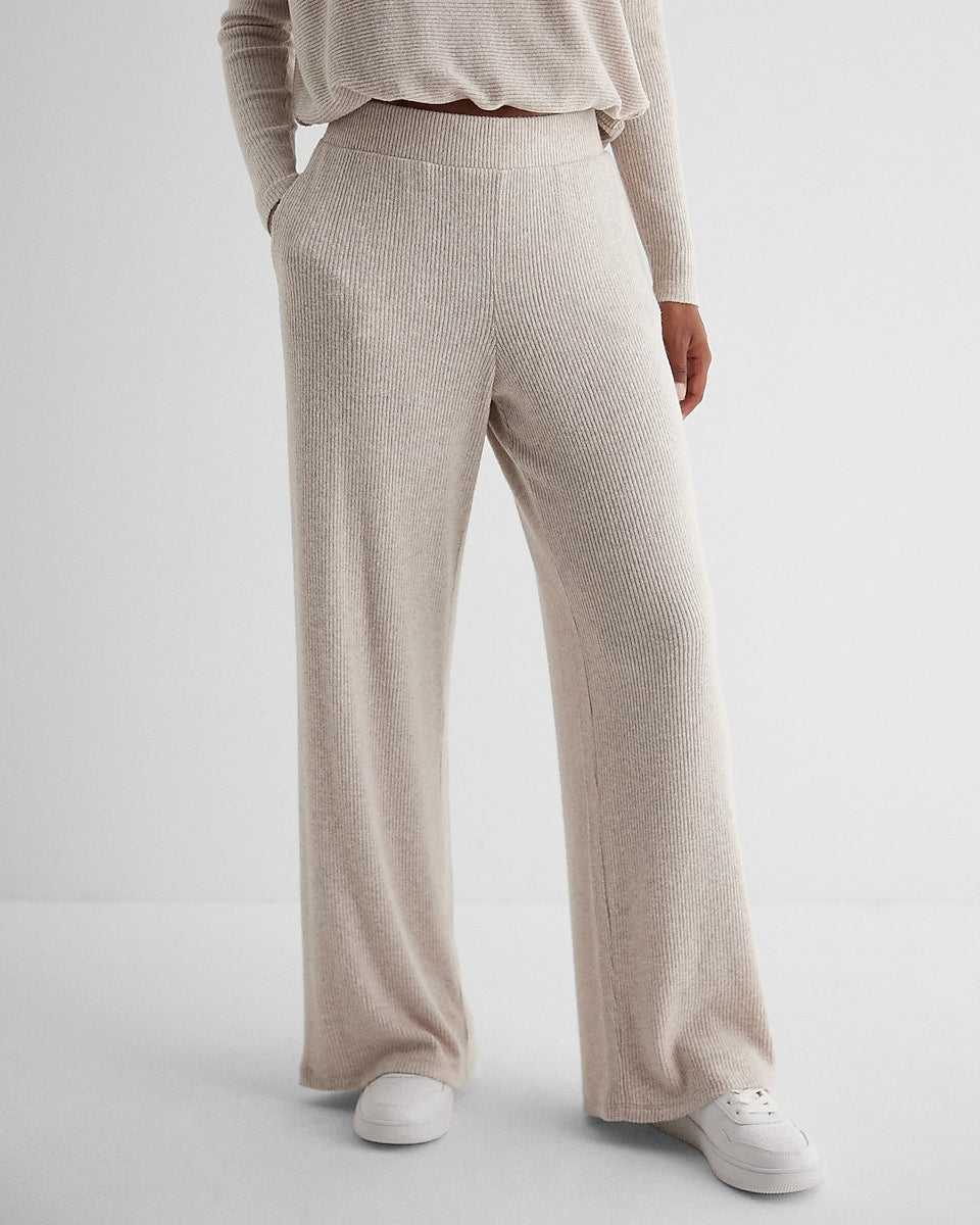 Cozy Factor Wide Leg Knit Pants-Cream