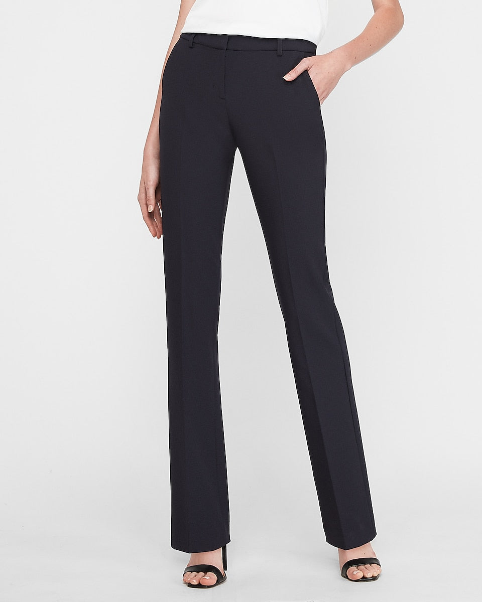 Express, Editor Mid Rise Bootcut Pant in Navy Blue