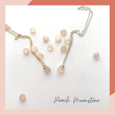 Peach Moonstone- Cancer Birthstone Necklace
