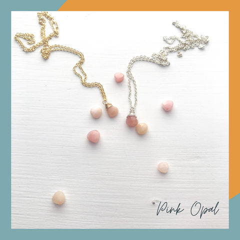 Pink Opal Birthstone Necklace