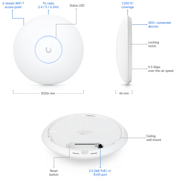 Ubiquiti Unifi Wifi Access Point U7 Pro