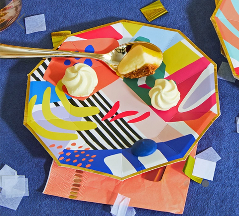 Matisse printed paper plate and coral paper napkin.