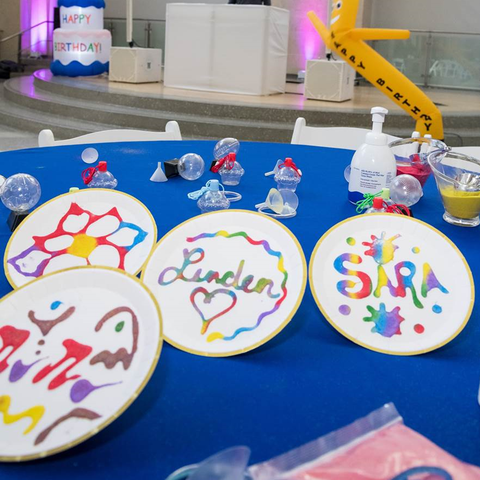 Sand art on white plates