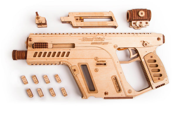 Assault Weapon, Wooden mechanical model, 3D puzzle, for children and adults. Perfect gift for him. Learning game, Educational toy, Wooden toys