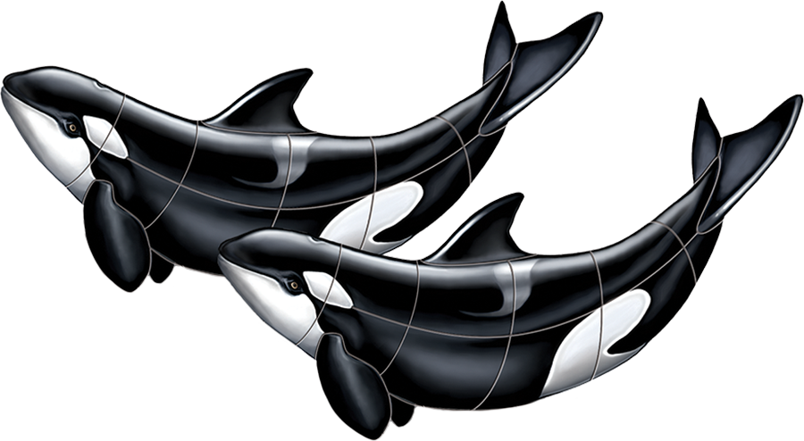 Orca Whale Double Swimming Pool Mosaic - 80" x 44"
