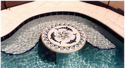 Ceramic Medallion Mosaic in Swimming Pool