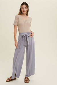 Casual Vibes Slub Knit Slit Pants