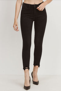 JUST BLACK DENIM Black Skinny Hem Destruction