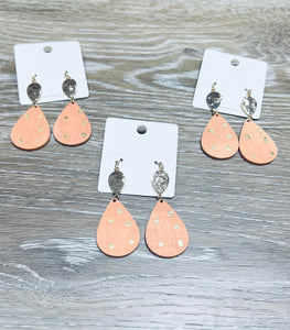 Coral Cork Drop Earrings