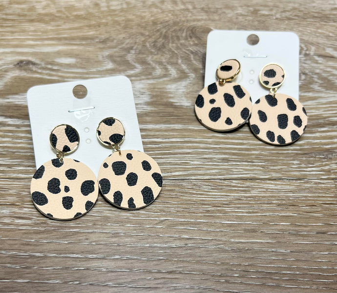 Faux Leather Leopard Drop Earrings