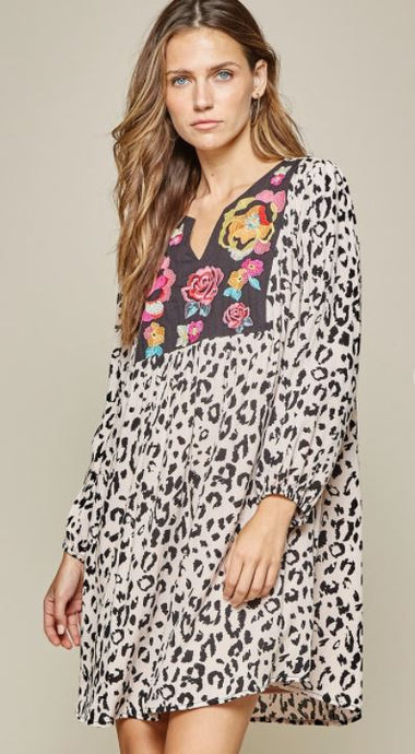 Mix It Up Floral Animal Print Dress