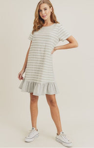 Gray Scalloped Shift Dress