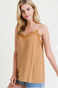 Striped Lace Trim Tank