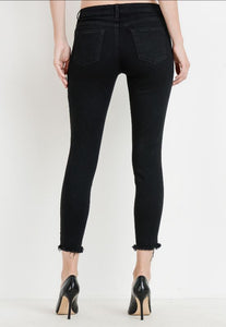 JUST BLACK DENIM Black Skinny Hem Destruction