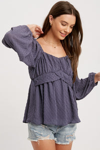 Free Spirit Textured Long Sleeve Top