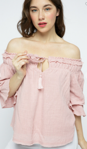 Off Shoulder Tiered Bell Sleeve Top