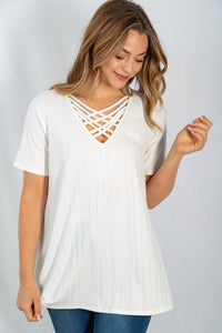 Strappy V-Neck Short Sleeve Top