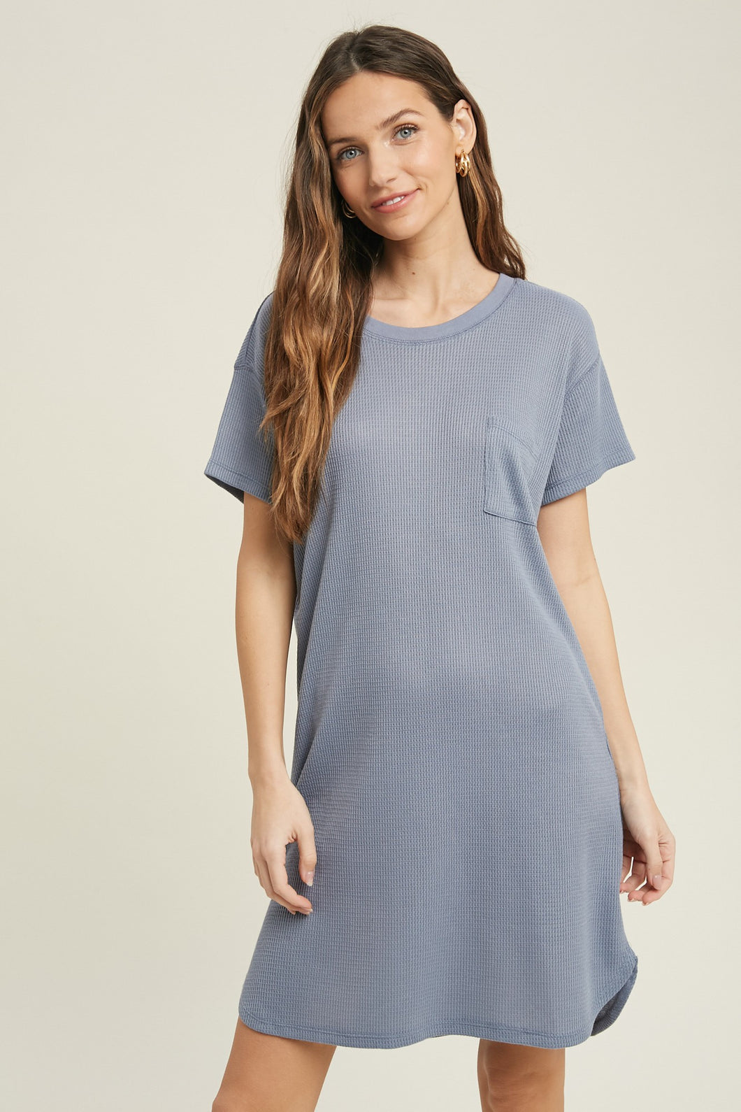 Cute Soft Waffle Knit Shift Dress