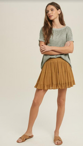 Golden Girl Skirt with Smocked Waistbandd