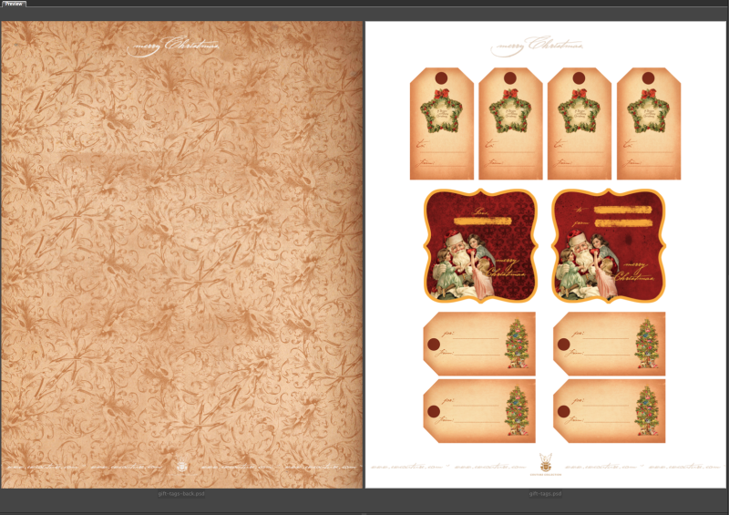 Printable Vintage Playing Card Back Gift Tags