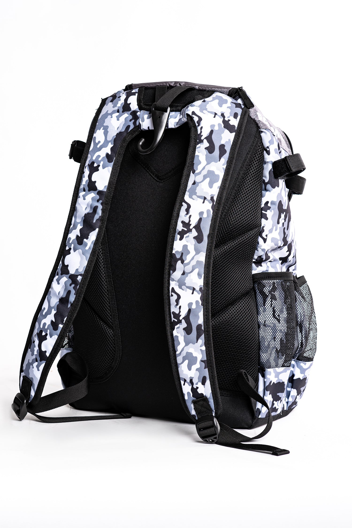 black and white camo backpack