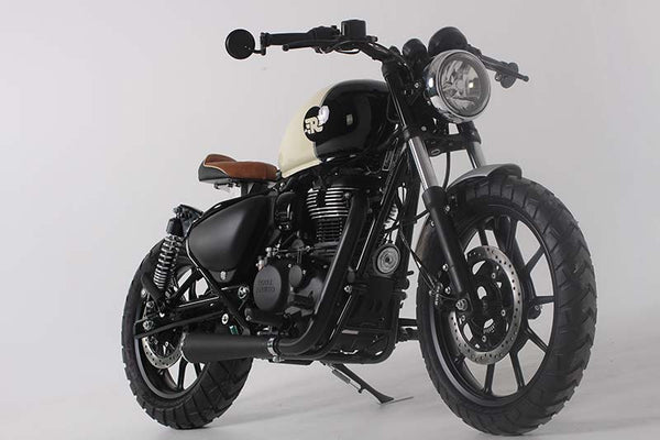 Front visual of the Hedgehog Motorcycles Bobber Kit for Royal Enfield Meteor 350