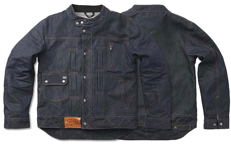 Veste moto en Denim renforcée Greasy de Fuel Motorcycles.