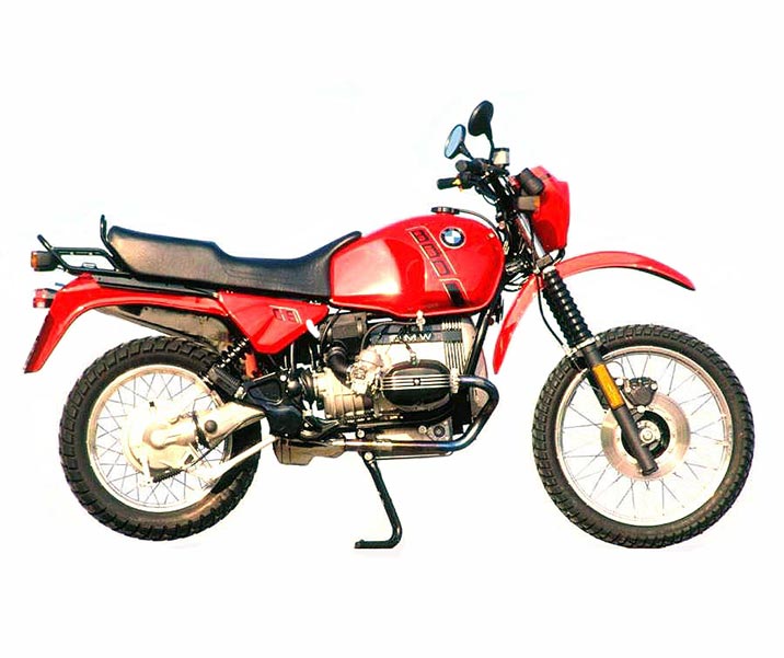 BMW R 80 GS rouge de 1990.