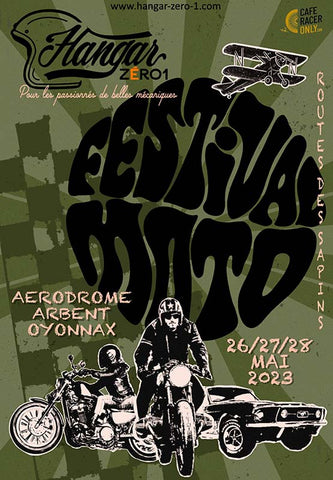 Poster for the Hangar Zéro 1 2023 motorcycle festival.