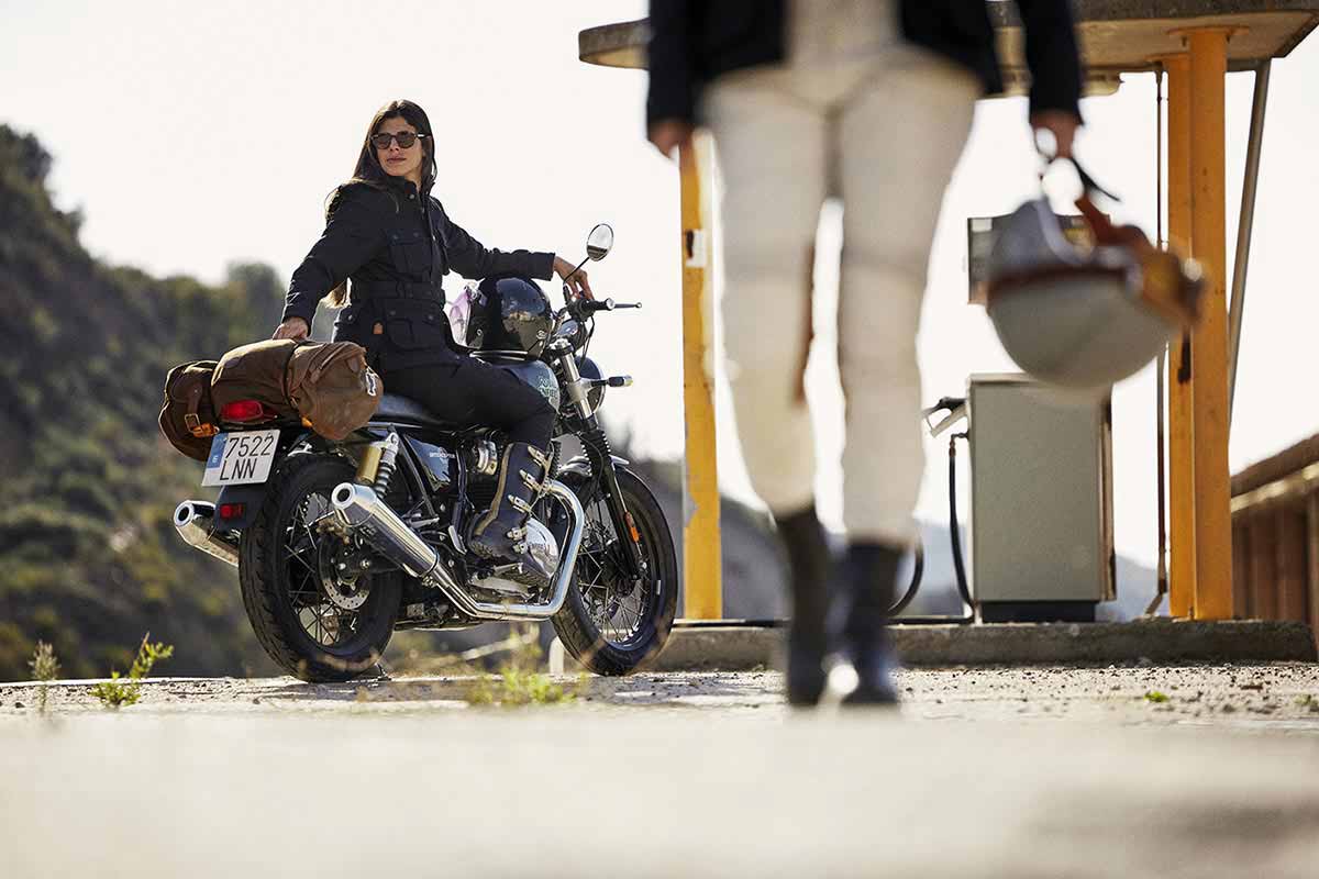 Pantalons moto femme sergent 2 noir et colonial.