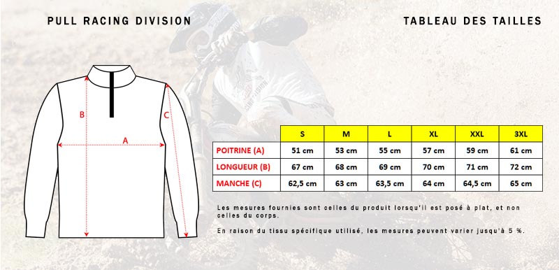 Fuel Motorcycles Racing Division Sweater Size Guide.