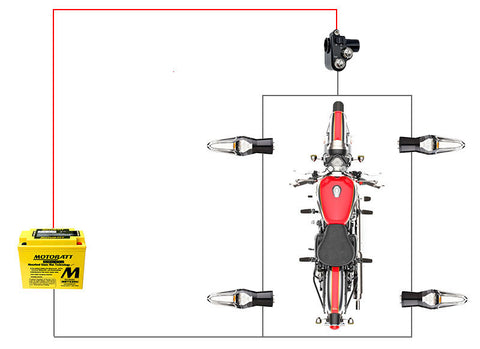 Moto 50cc - leds arrière stop et clignotants 12v - pièce moto