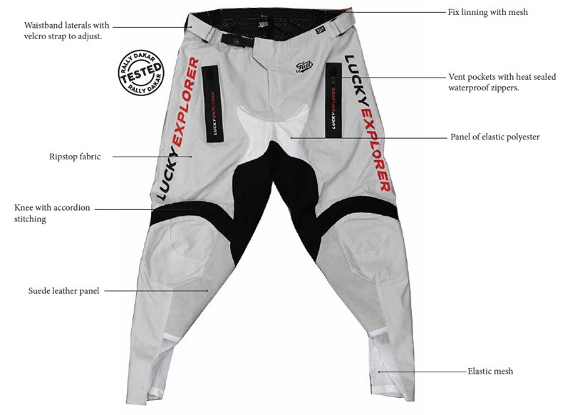 Technical details of the Lucky Explorer Endurance pants.