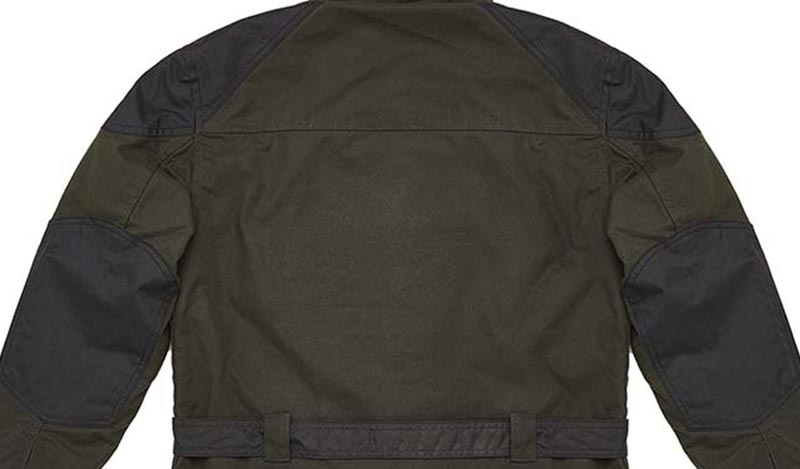 Cordura shoulders and elbows Bunker Fuel Motorcycles jacket.