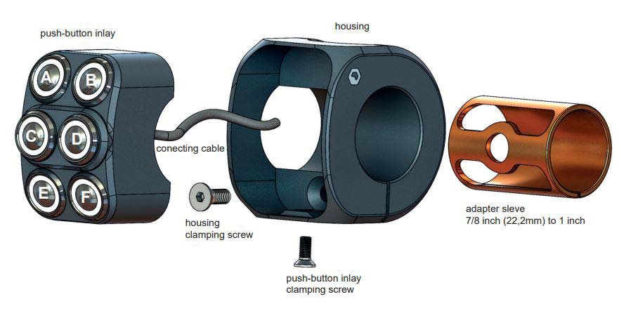 Mo.Switch Pro Motogadget exploded view.