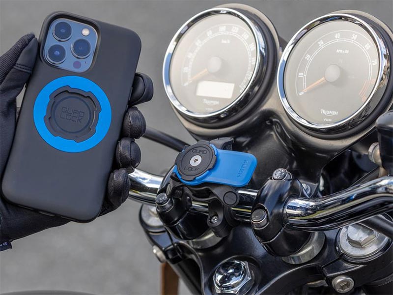 Quad Lock motorcycle holder for smartphones.