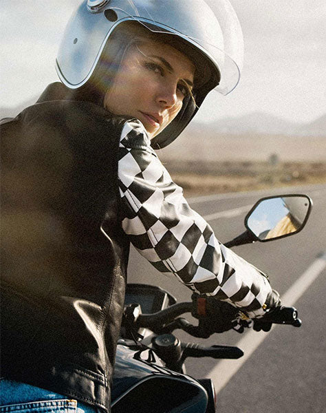 Eudoxy BETH women's motorcycle leather jacket, AA approved.