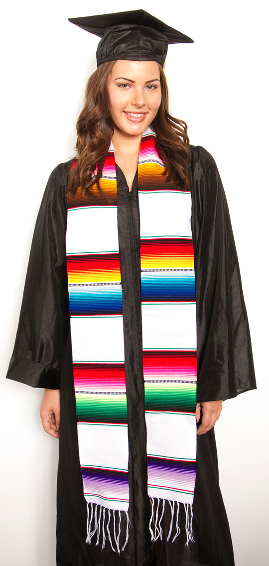 SR7WHITE MEXICAN SERAPE STOLE Midwest Global Group, Inc. Textiles