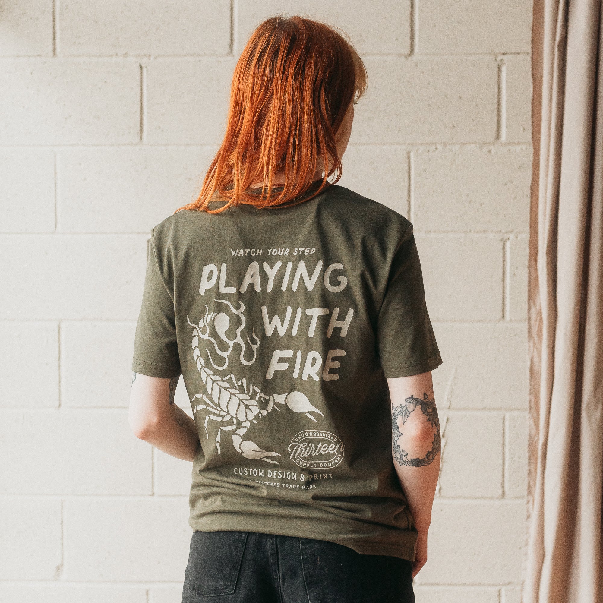 PLAYING WITH FIRE - KHAKI UNISEX T-SHIRT