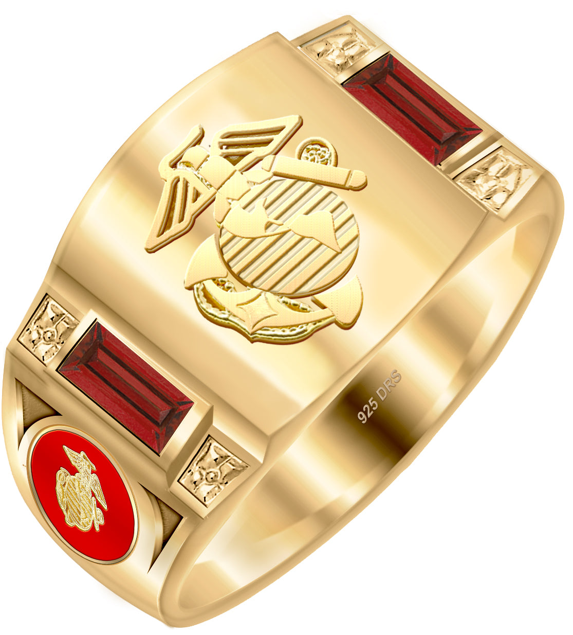 Simulated Birthstones US Marine Corps Ring