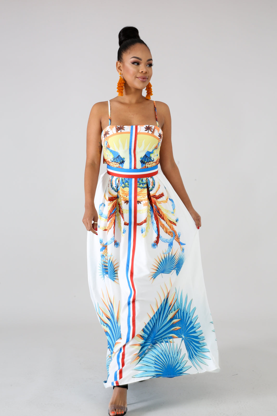 white maxi dress in store