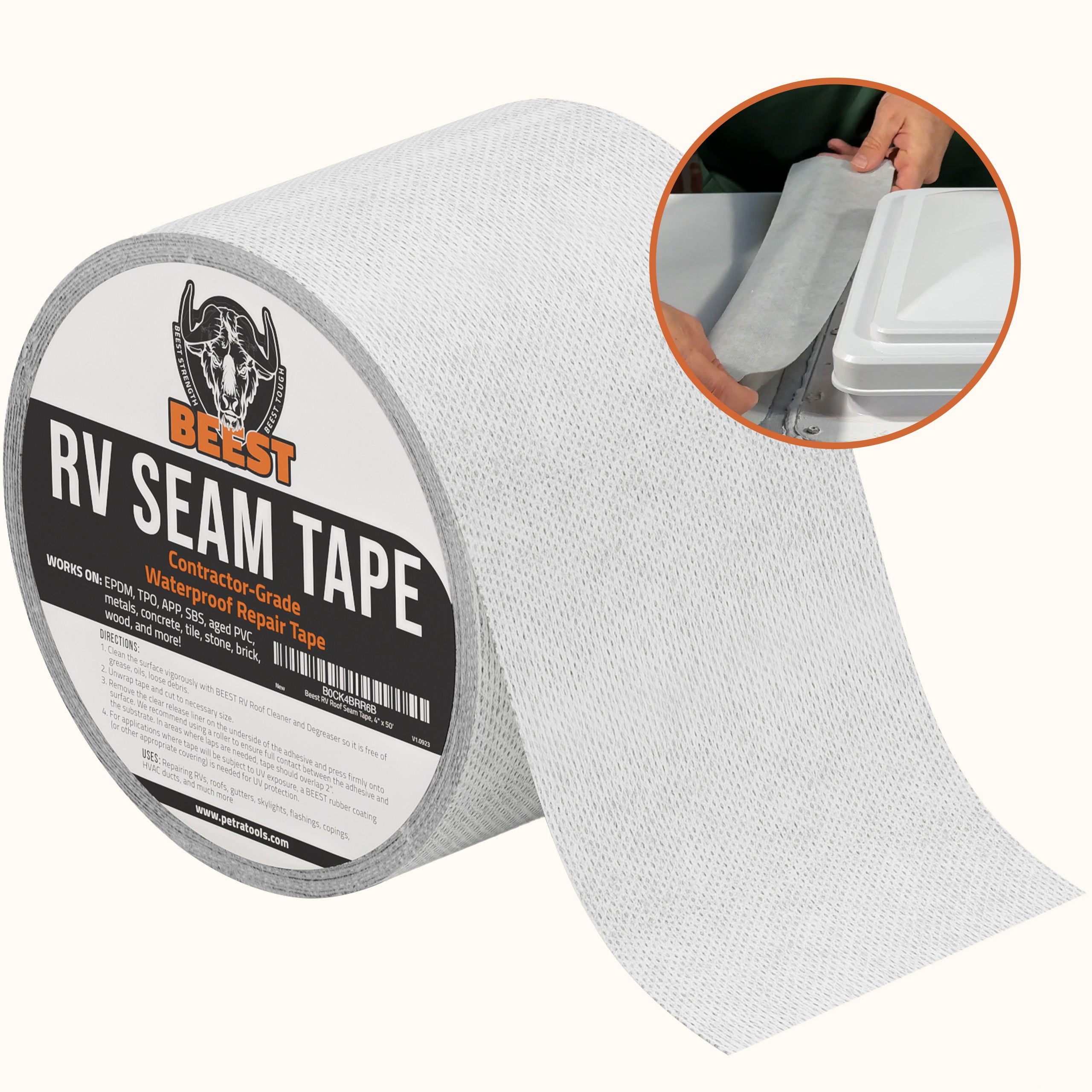 Beest RV Seam Tape - Waterproof Tape & RV Roof Sealant - Patch, Repair & Seal Leaks Quickly & Permanently: Roofing Tape for EPDM, TPO, Metal & More!