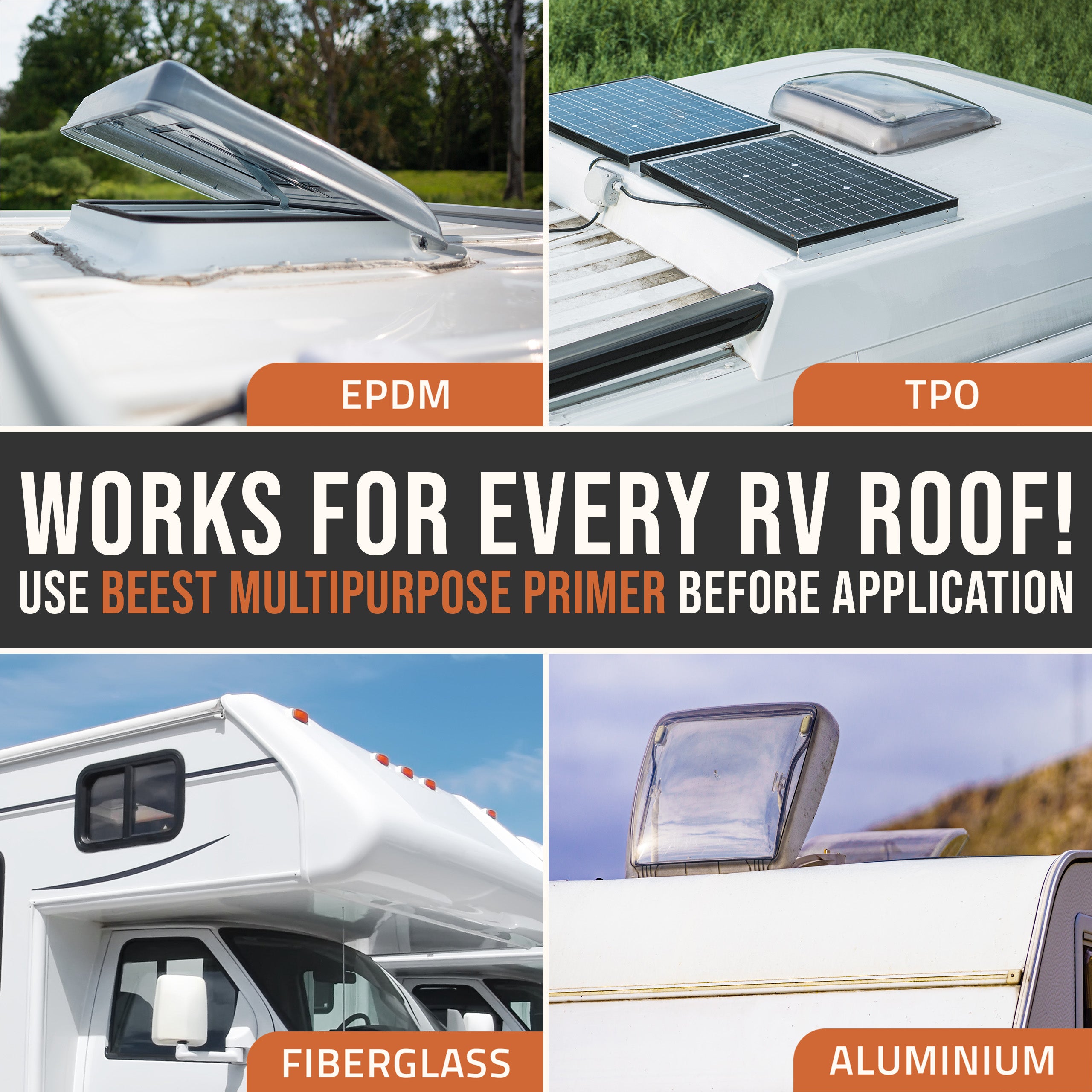 Liquid Rubber RV Roof Coating - Solar Reflective Sealant - Waterproof -  Easy to Apply - Brilliant White,1 Gallon 