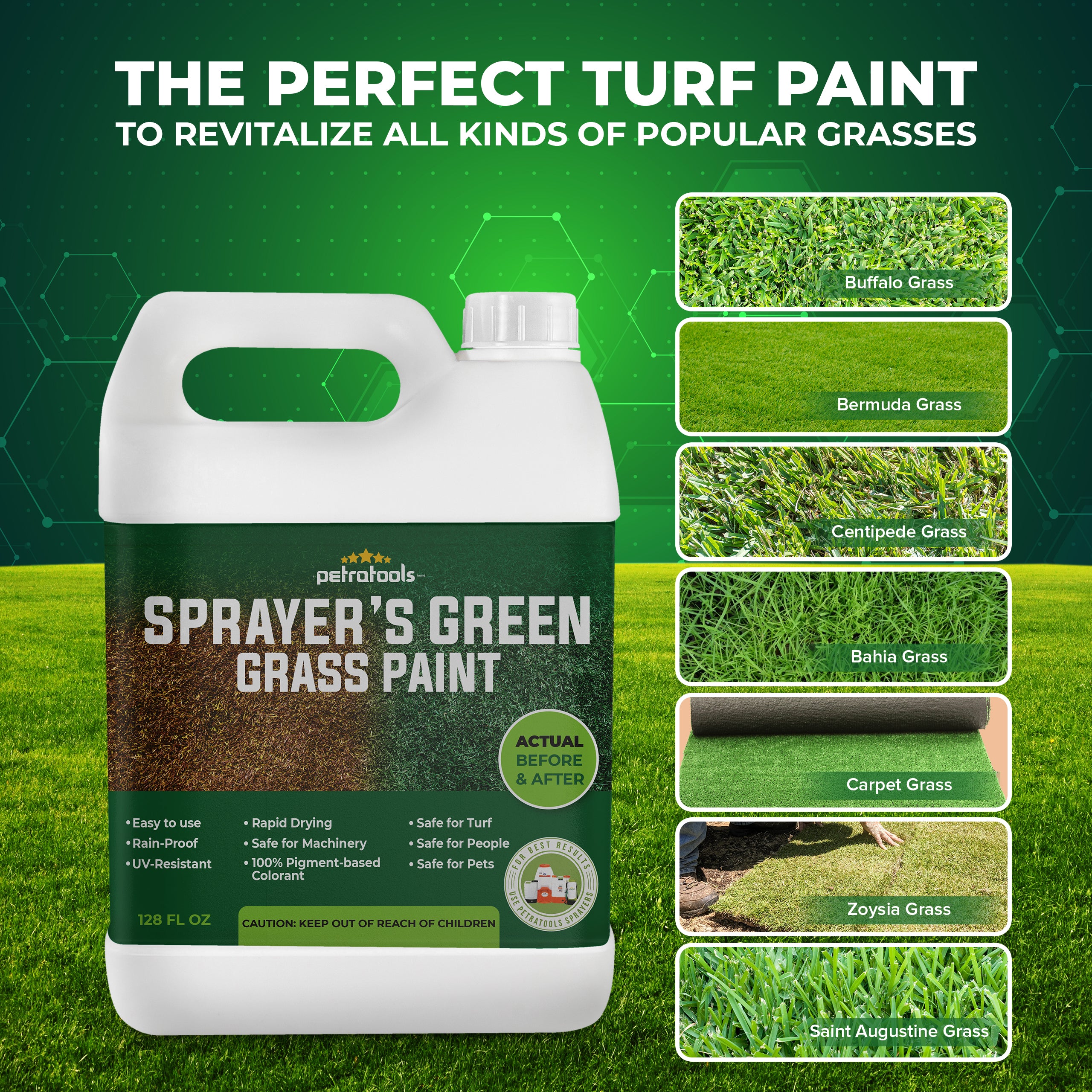 PetraTools Sprayer’s Green Grass Paint – Lawn Paint, Lawn Colorant, Grass Paint for Lawn - Green Grass Lawn Spray, Lawn Dye, Turf Dye, Turf Paint 