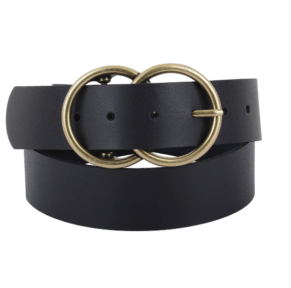 black belt with double circle buckle