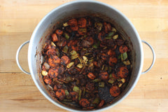 caramelized mirepoix in pot