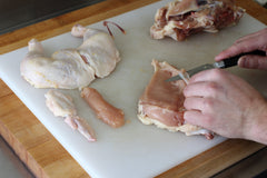 cleaning sinew off chicken breast