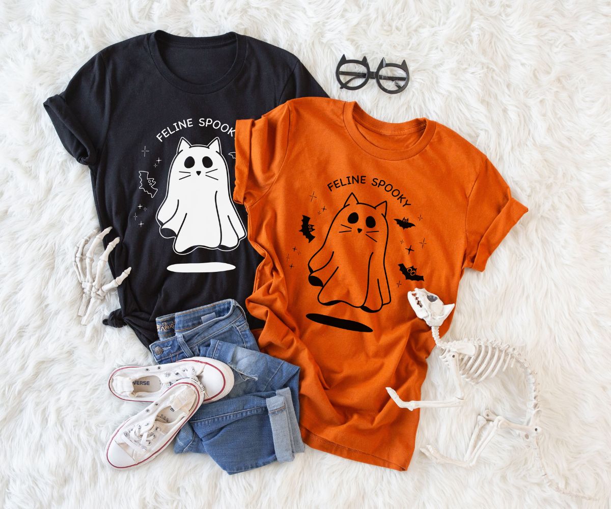 Feline Spooky cat Halloween shirts