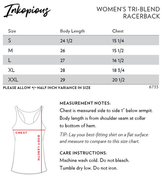 Racerback Size Chart